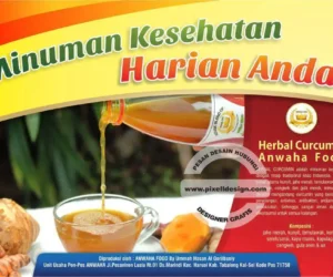 desain brosur flyer iklan produk minuman kesehatan herbal curcumin