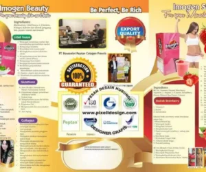 desain brosur flyer iklan produk minuman kesehatan imogen 2