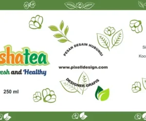 desain label produk kemasan teh allisha